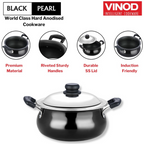 Vinod Black Pearl Hard Anodised Non Stick Handi with Lid | Grocsy