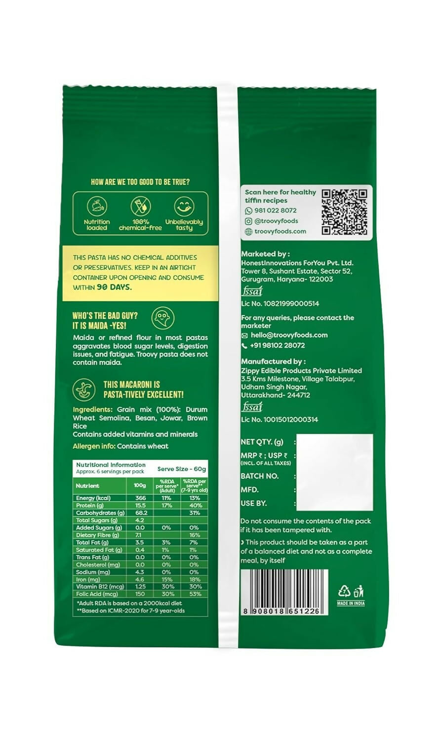 Troovy Millet Macaroni Pasta Protein & Iron rich | Grocsy