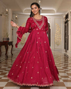 Jyoti Fashion Women's Rani Pink Soft Silk Embroidered Designer Kurta Set | Grocsy