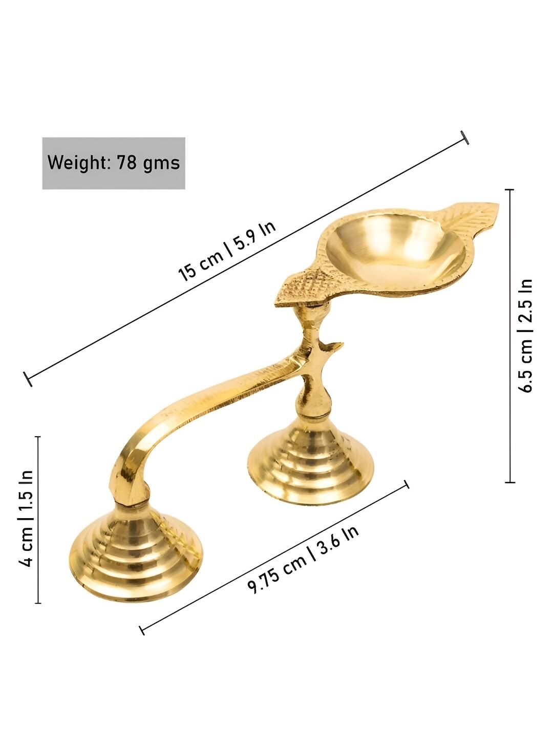 Spillbox Gold-Toned Brass Face Diya Pooja Essential | Grocsy