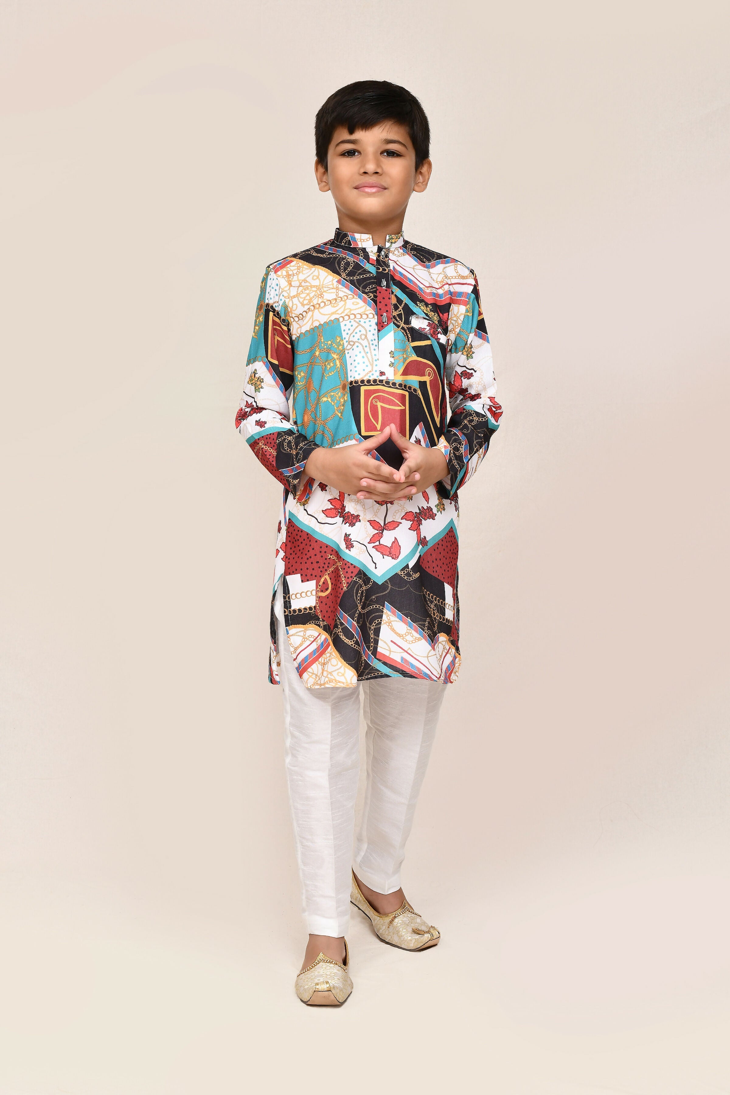 Joban Fashion Cotton Silk Multicolor Kurta With Straight Fit Pant | Grocsy