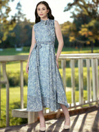 Souchii Grey Floral Chiffon Maxi Dress | Grocsy
