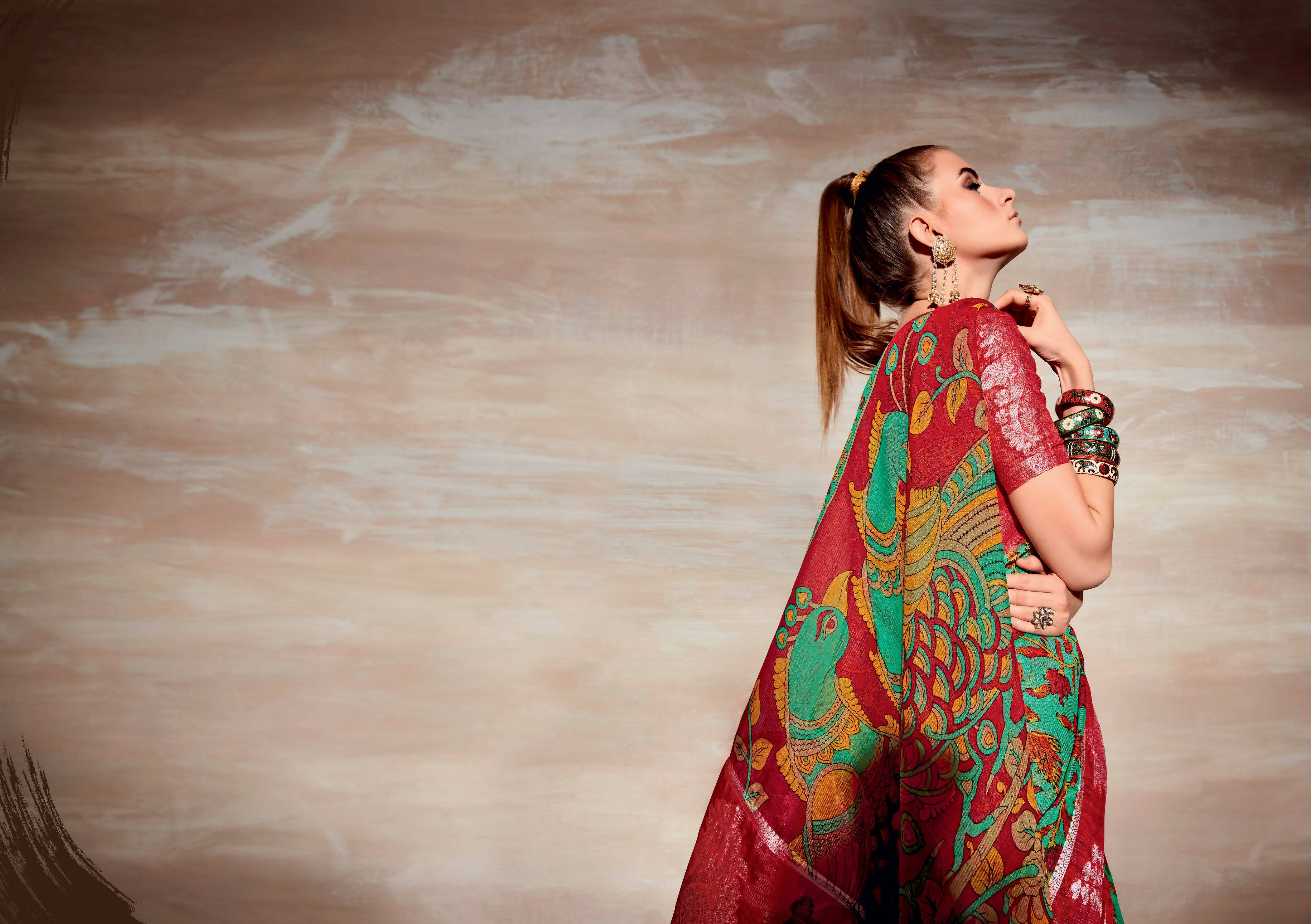 Sea Green Cotton Floral Printed Saree With Unstitched Blouse Piece - Kathika | Grocsy