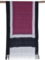 Burgundy Pochampally Ikat Cotton Handloom Stole - Global Threads | Grocsy