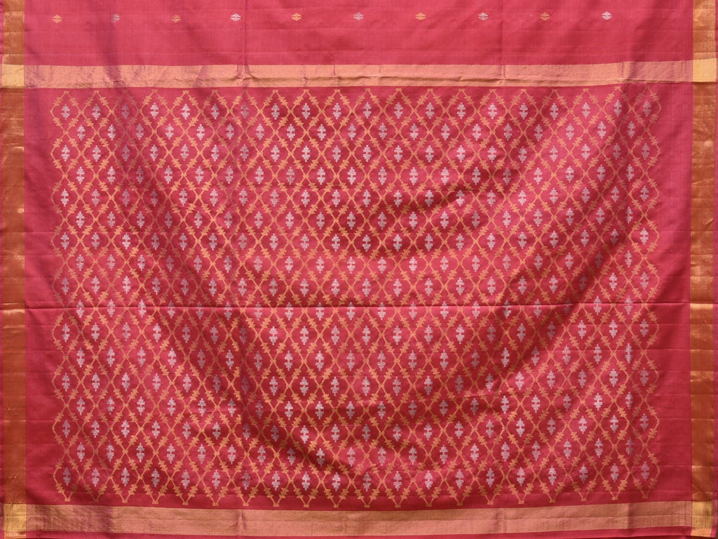 Burgundy Uppada Silk Handloom Saree with Jamdani Pallu Design - Global Threads | Grocsy