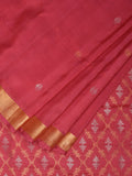 Burgundy Uppada Silk Handloom Saree with Jamdani Pallu Design - Global Threads | Grocsy