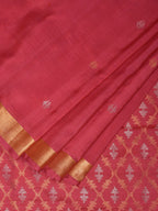 Burgundy Uppada Silk Handloom Saree with Jamdani Pallu Design - Global Threads | Grocsy