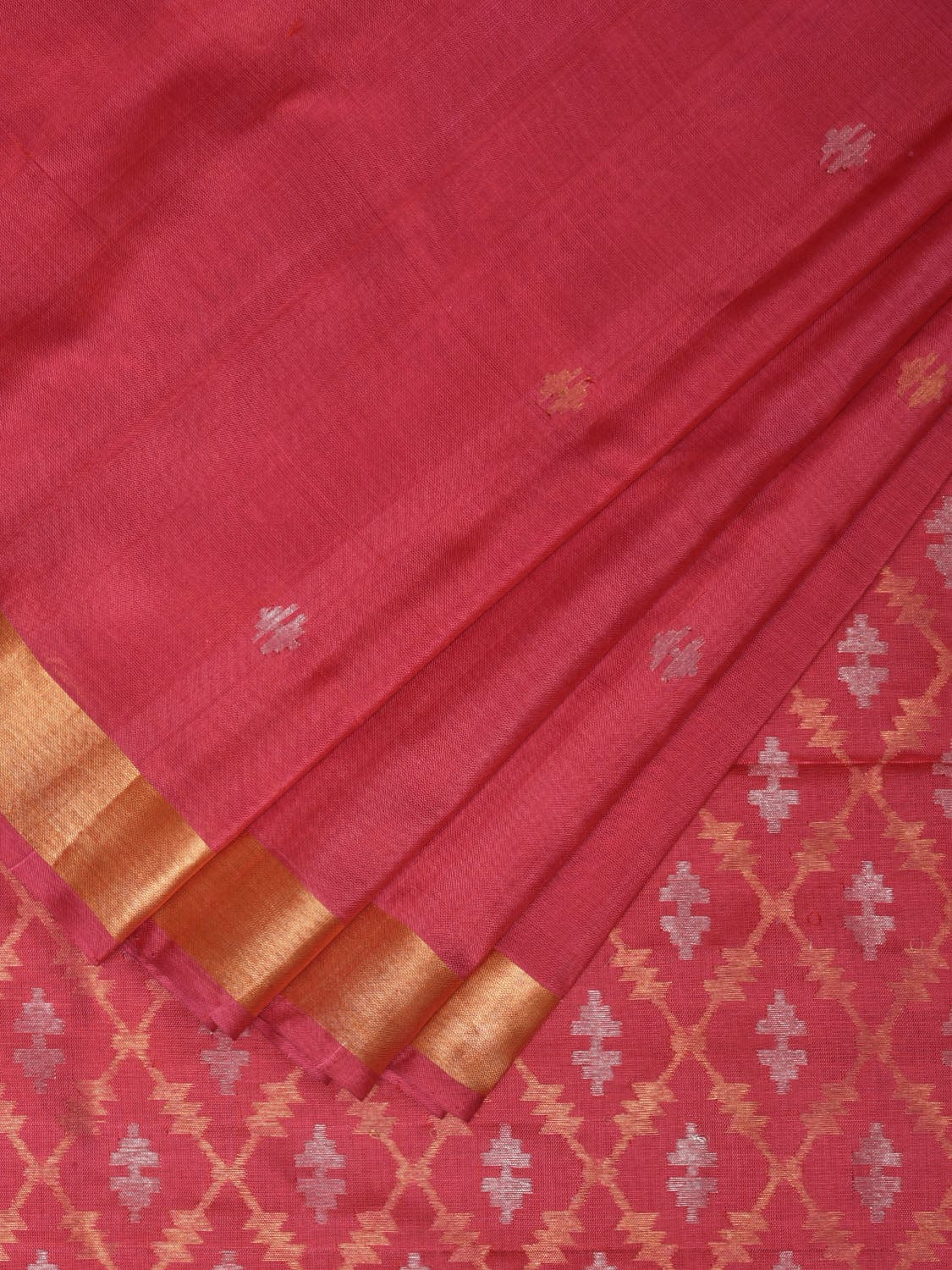 Burgundy Uppada Silk Handloom Saree with Jamdani Pallu Design - Global Threads | Grocsy