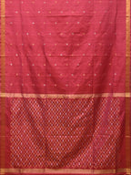 Burgundy Uppada Silk Handloom Saree with Jamdani Pallu Design - Global Threads | Grocsy