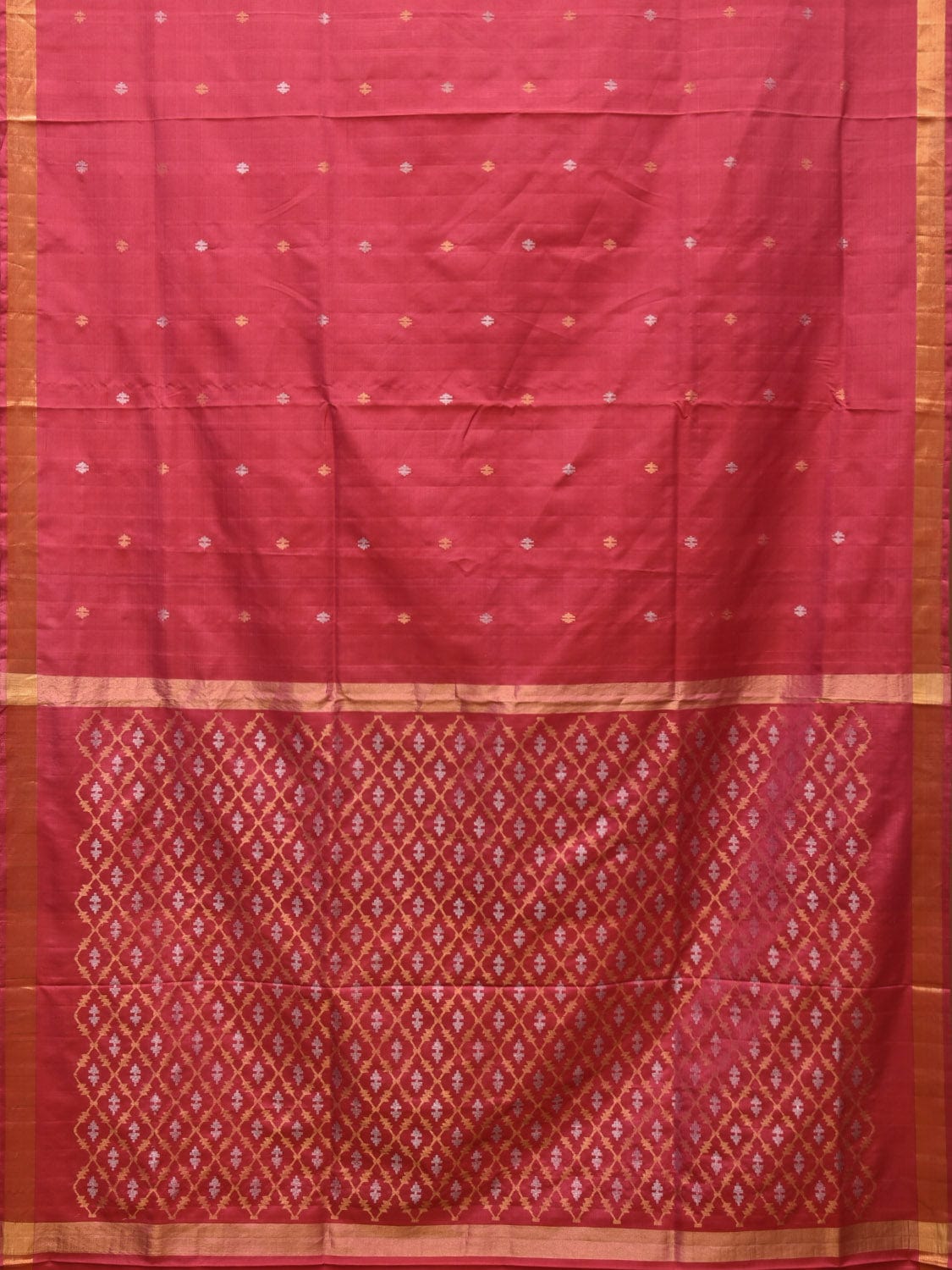 Burgundy Uppada Silk Handloom Saree with Jamdani Pallu Design - Global Threads | Grocsy