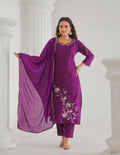 Festive Ethnic Viscose Rayon Purple Stitched Suit With Dupatta - Rashmika | Grocsy