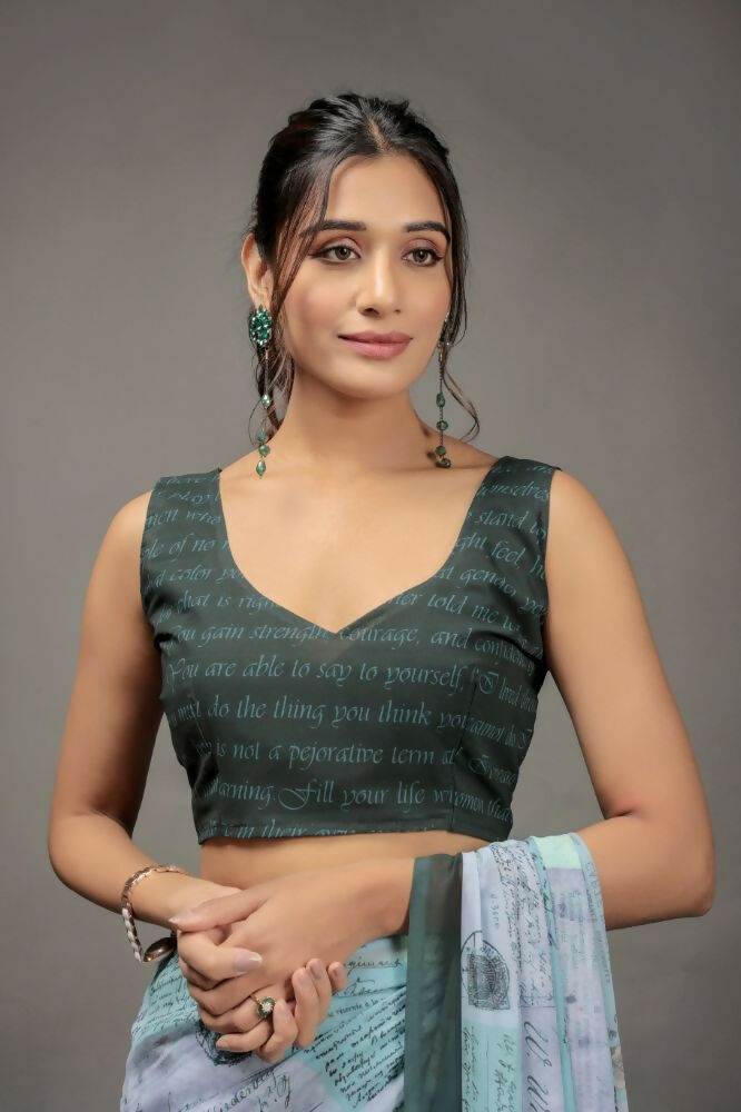 Pista Green Georgette Designer Printed Party Wear Saree - Cinderella | Grocsy