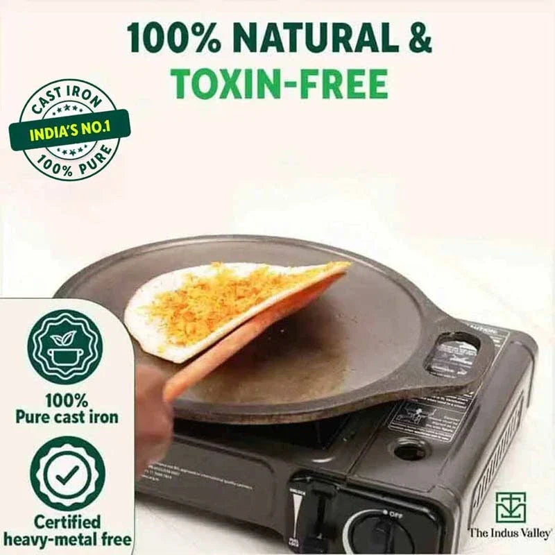 The Indus Valley Super Smooth Cast Iron Set: Frypan+ Kadai+ Tawa, Kitchen set for Home, Nonstick, 100% Pure,Toxin-free, Tadka Pan | Grocsy