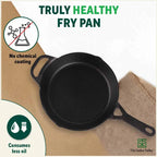 The Indus Valley CASTrong Cast Iron Fry Pan/Skillet, Pre-seasoned, Nonstick, 100% Pure, Toxin-free, Induction,Spatula, 25.4cm, 1.7L, 2.3kg | Grocsy