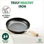 The Indus Valley 100% Pure Iron Cookware Set: Tawa+ Fry Pan+ Wok, Toxin-free Sheet Iron, Pre-seasoned, Induction & Gas, Kitchen Set for Home, Kadai | Grocsy