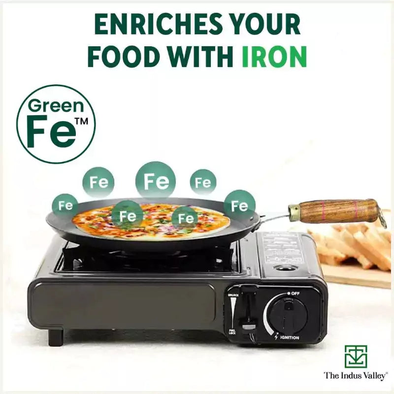 The Indus Valley 100% Pure Iron Cookware Set: Tawa+ Fry Pan+ Wok, Toxin-free Sheet Iron, Pre-seasoned, Induction & Gas, Kitchen Set for Home, Kadai | Grocsy