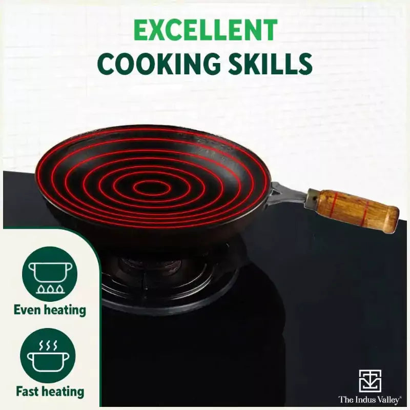 The Indus Valley 100% Pure Iron Cookware Set: Tawa+ Fry Pan+ Wok, Toxin-free Sheet Iron, Pre-seasoned, Induction & Gas, Kitchen Set for Home, Kadai | Grocsy