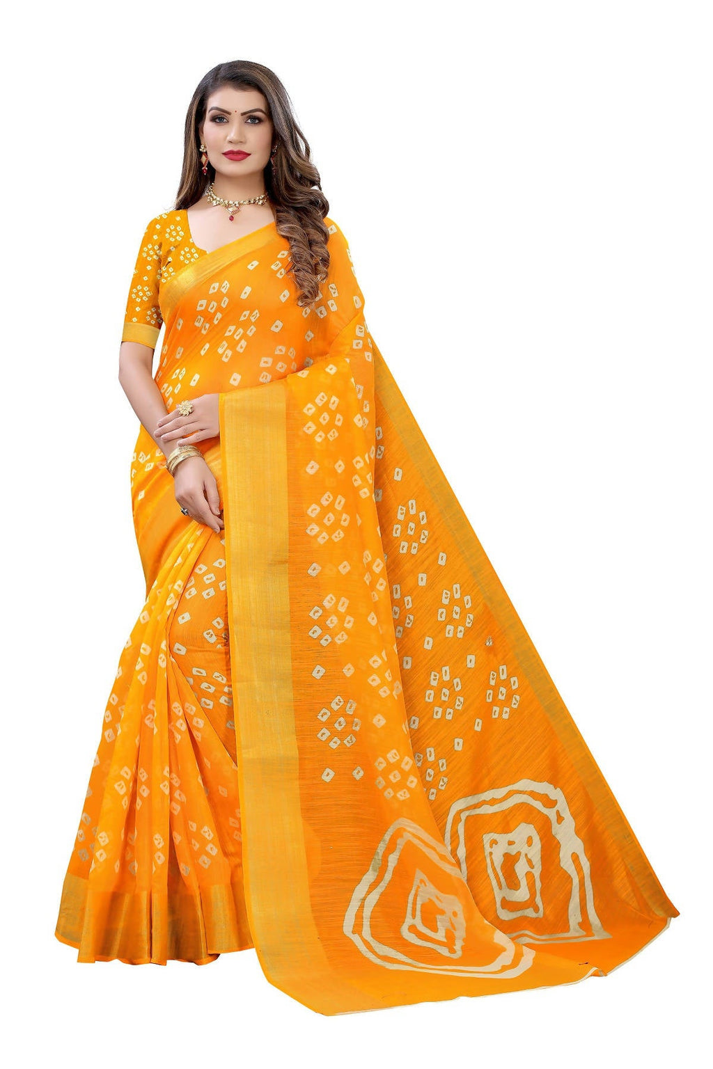 Vamika Stylish Orange Linen Jari Border Saree (RADHIKA ORANGE) | Grocsy