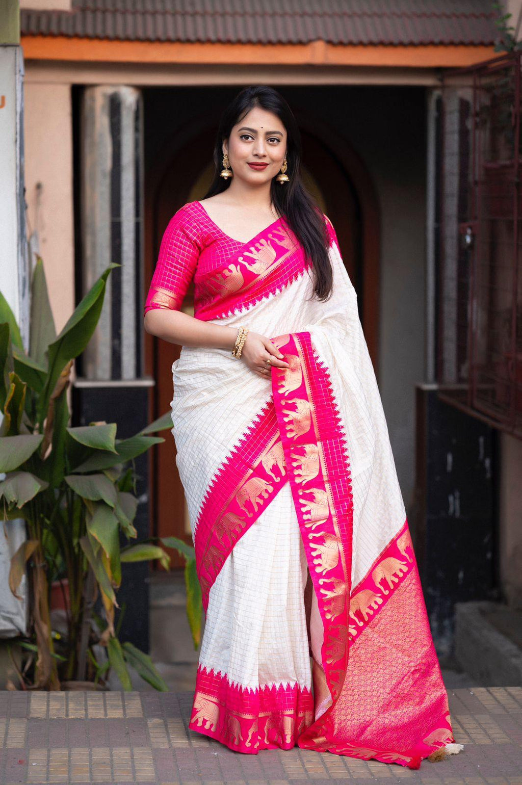 Rani Silk Zari Woven Saree with Unstitched Blouse - Hiral Fashion | Grocsy