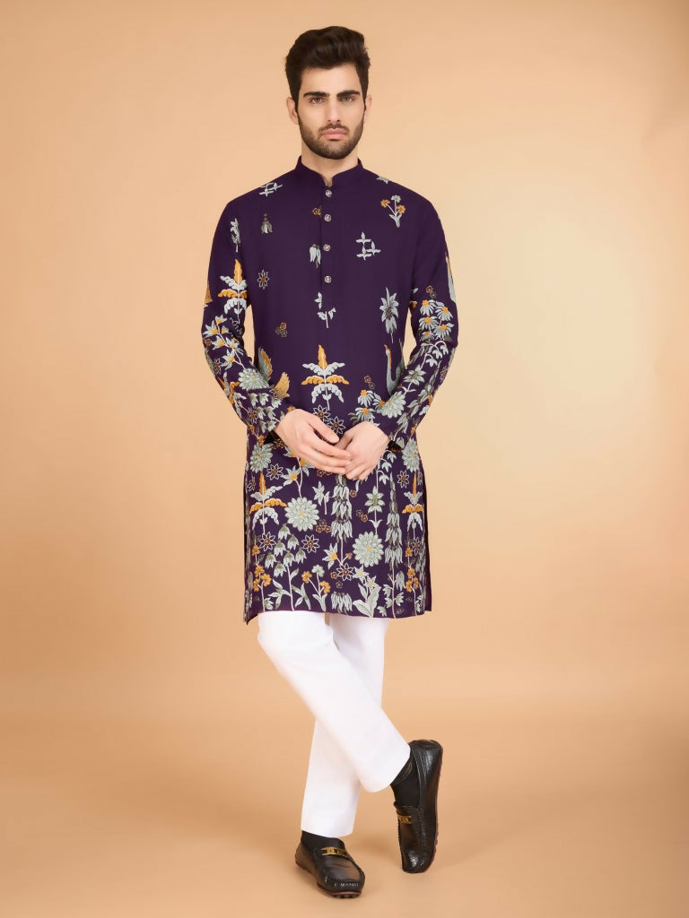 Vastranavya Exclusive Wedding Wear Viscose Rayon Thread Embroidered Work Kurta | Grocsy