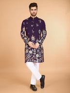 Vastranavya Exclusive Wedding Wear Viscose Rayon Thread Embroidered Work Kurta | Grocsy