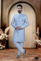 Joban Fashion Men's Blue Base Silk Kurta with Pyjama | Grocsy