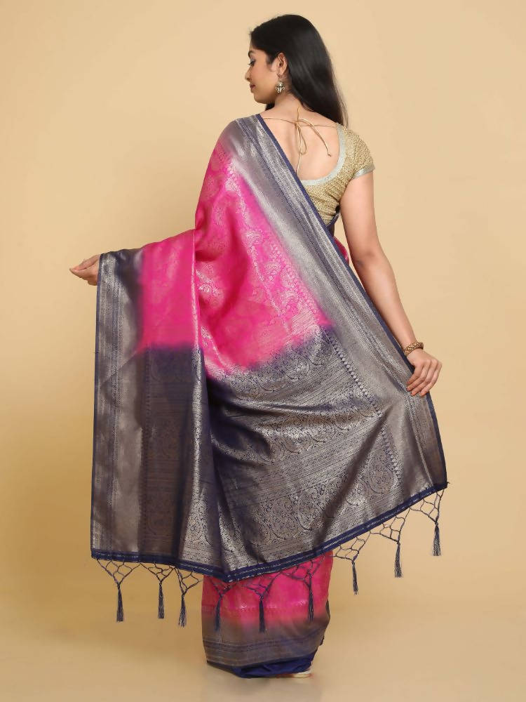 Kalamandir Ethnic Motifs Dark Pink Silk Blend Saree | Grocsy