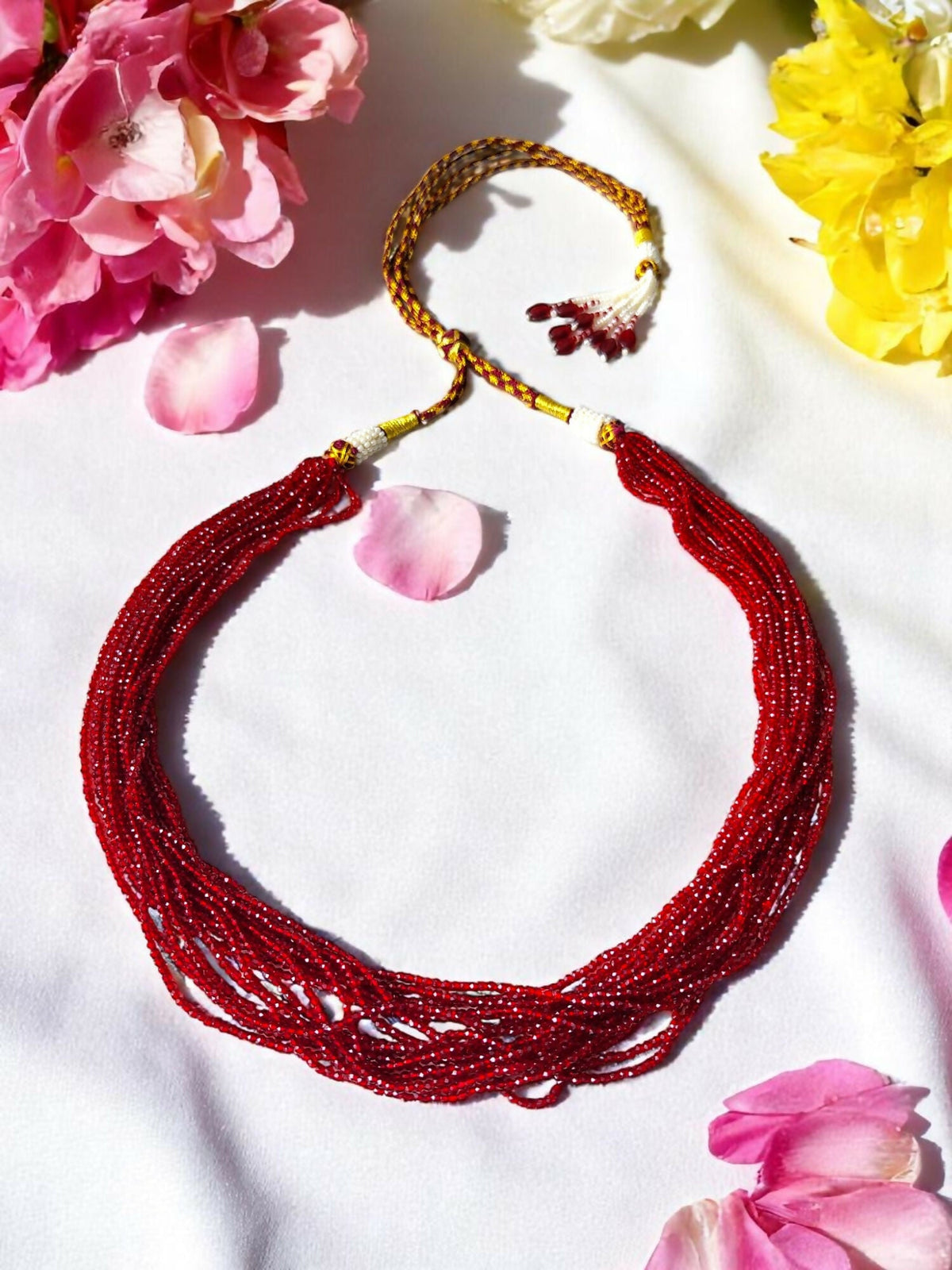 Inhanns Crystal Beads Luxe Edition – Multi-Layered Necklace - Maroon | Grocsy