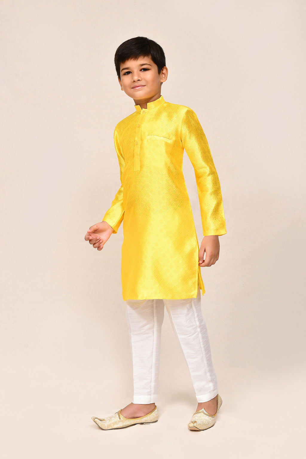 Joban Fashion Cotton Silk Yellow Kurta With Straight Fit Pant | Grocsy