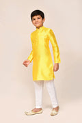 Joban Fashion Cotton Silk Yellow Kurta With Straight Fit Pant | Grocsy