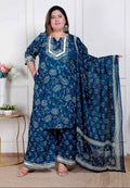 Miravan Plus Size Women'S Gota Patti Cotton Kurta Paired With Palazzo And Dupatta | Grocsy