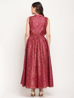 Ahalyaa Women Burgundy Floral Printed Regular Top with Palazzos | Grocsy