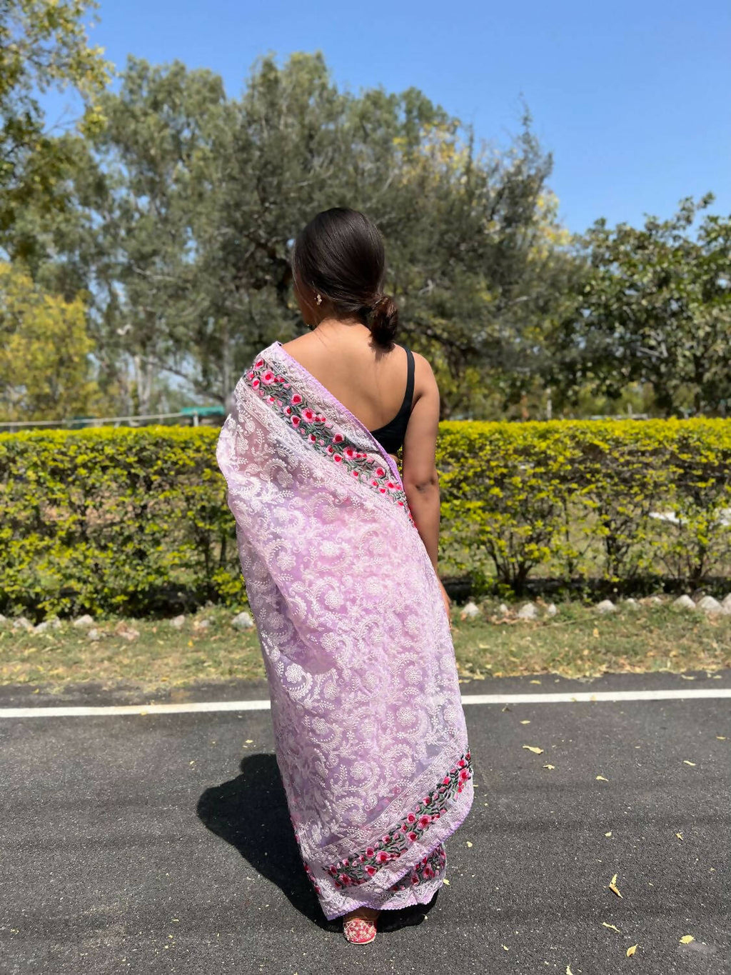 Vamsee Purple Organza Saree | Grocsy