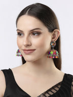 NVR Women Multi Color Artificial Beads Brass-Plated Jhumka Earrings | Grocsy