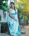 DEIANA'S Beautiful Designer Golden zari Soft Lichi Silk Saree - Sky | Grocsy