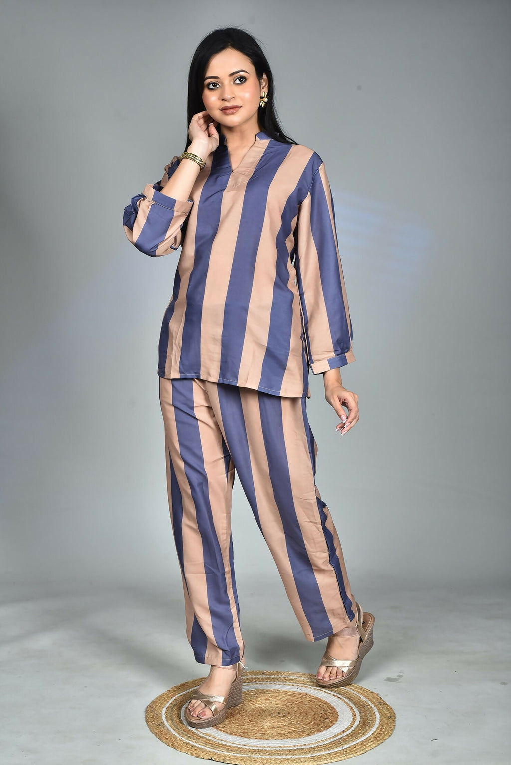 Morchari Digital Print Semi Muslin Co-Ord Set Top & Trouser-Multicolor | Grocsy