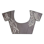Very Much Indian Handblock Printed Cotton Saree With Natural Dyes - Grey | Grocsy