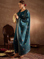 Indo Era Floral Embroidered Thread Work Straight Kurta With Trousers & Dupatta | Grocsy