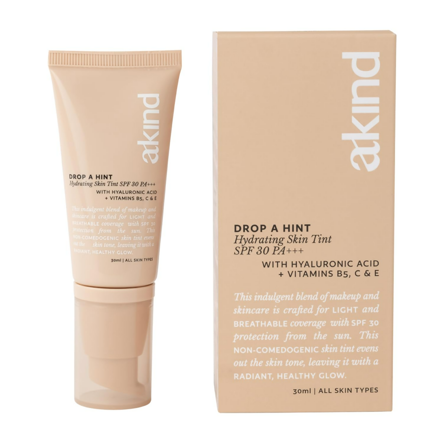 Akind Drop A Hint Hydrating Skin Tint SPF 30 PA+++ 110 IVORY | Grocsy