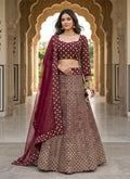 Lehenga Mart Wine Faux Georgette Designer Bollywood Style Wedding Wear Lehenga Choli | Grocsy