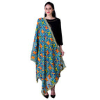SWI Stylish Women's Embroidered Phulkari Chiffon Turquoise Dupatta | Grocsy