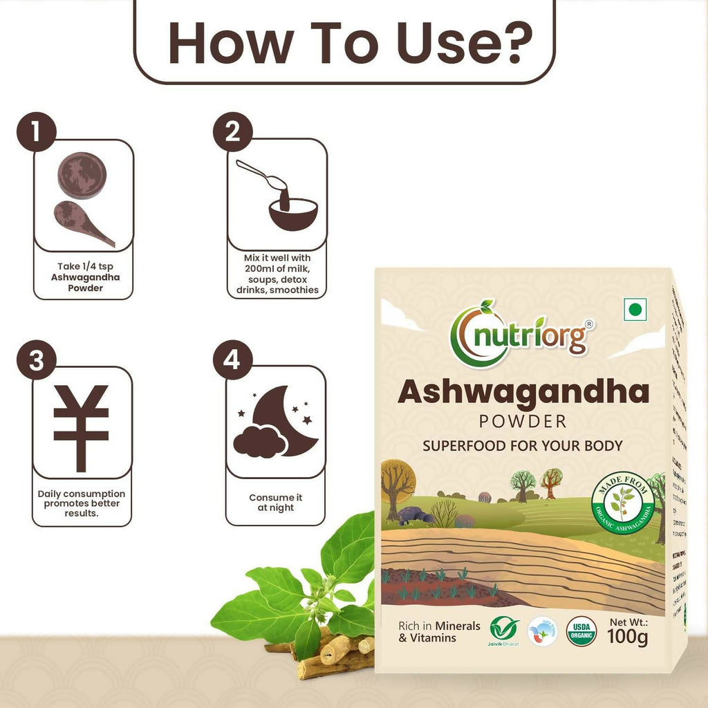 Nutriorg Certified Organic Ashwagandha Powder | Grocsy