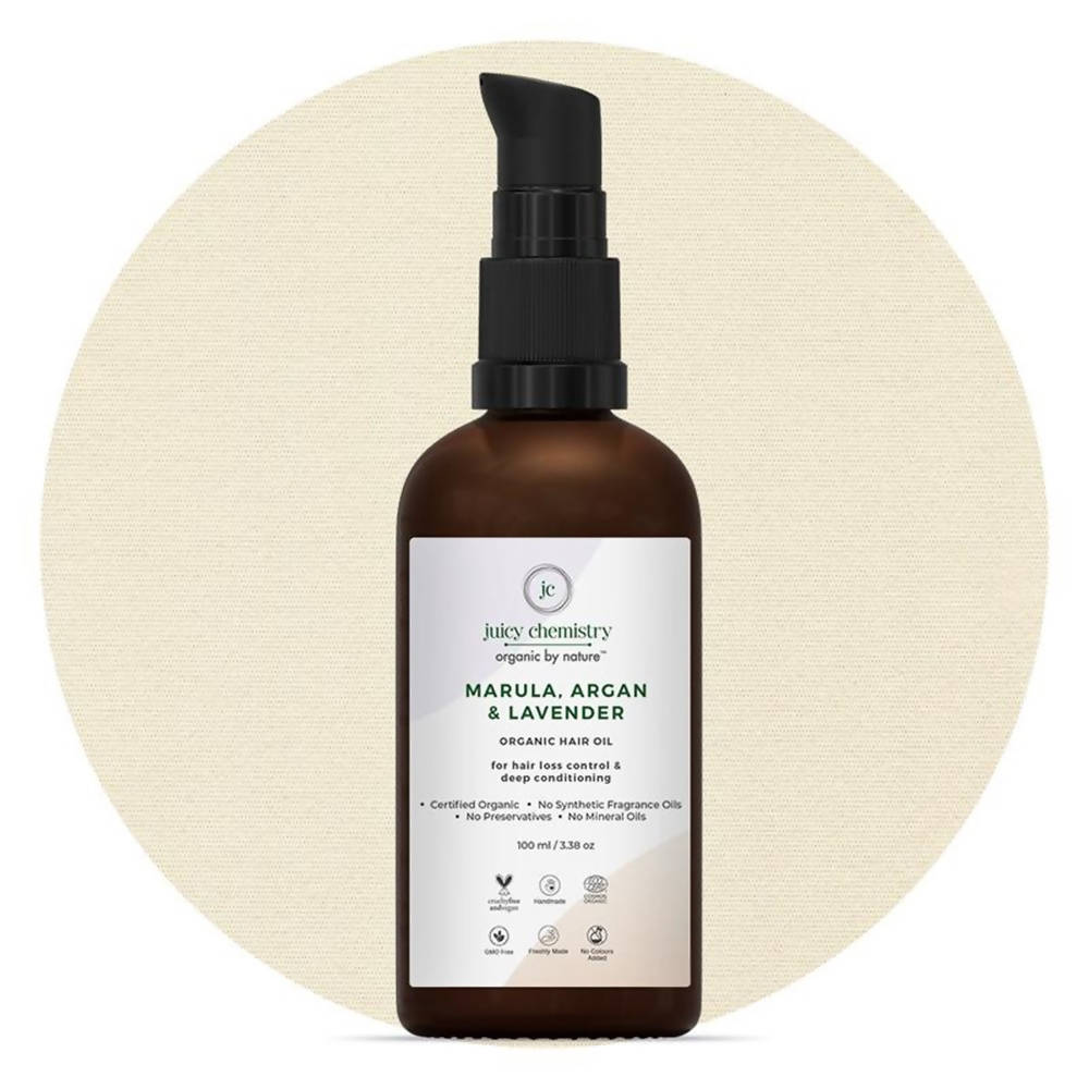 Juicy Chemistry Marula, Argan & Lavender Organic Hair Oil | Grocsy