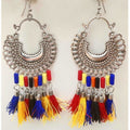 MS Fashion India Multi Color Glass Pearls And Silk Threads Chandbali Earrings | Grocsy