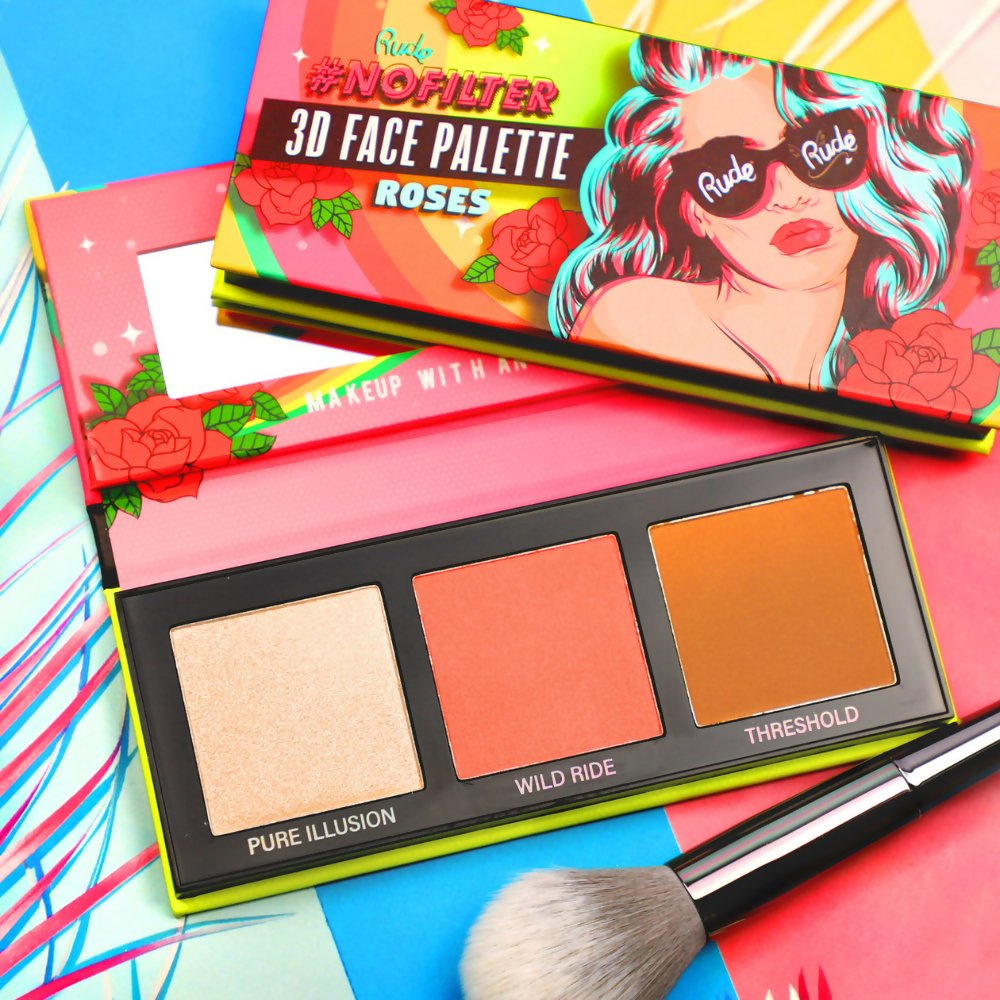 Rude Cosmetics Nofilter 3d Face Palette - Roses | Grocsy