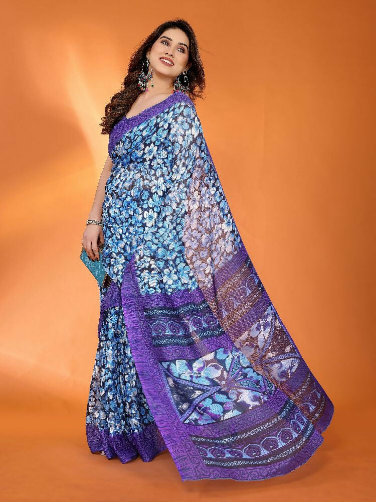 PR Fashion Jamun Kota Doria Printed Saree | Grocsy