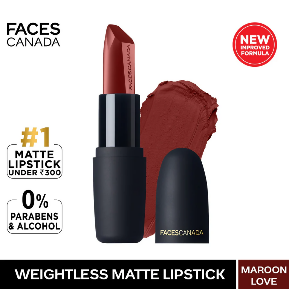 Faces Canada Weightless Matte Finish Lipstick - Maroon Love 06 | Grocsy