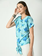 Myshka Women's Blue Printed Top | Grocsy