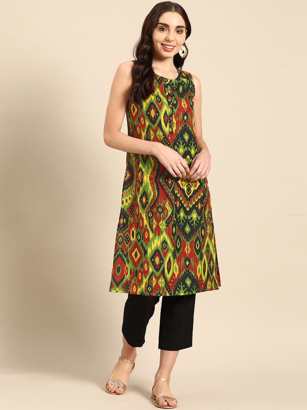 Sangria Women Ikat Printed Kurta | Grocsy