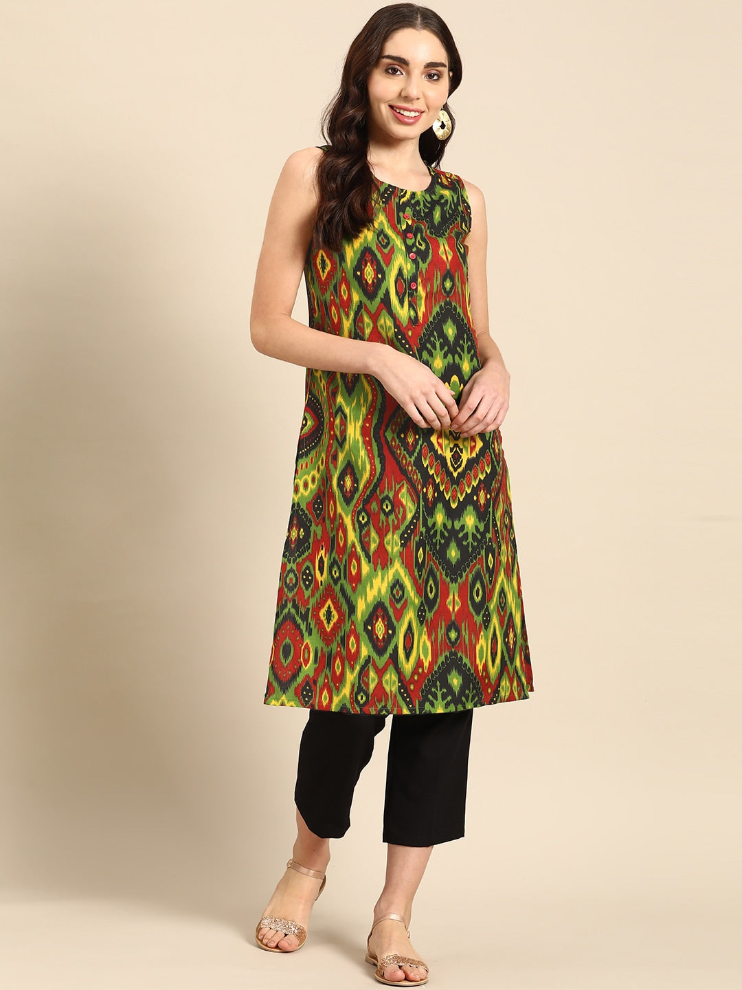 Sangria Women Ikat Printed Kurta | Grocsy